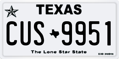 TX license plate CUS9951