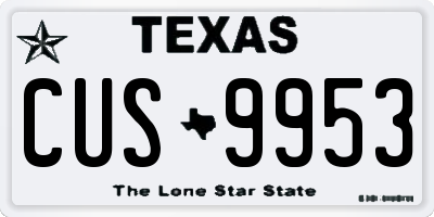 TX license plate CUS9953