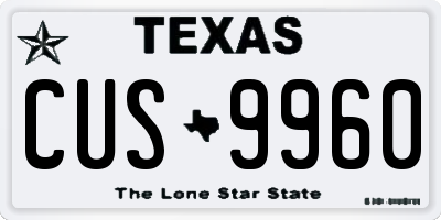 TX license plate CUS9960