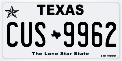 TX license plate CUS9962