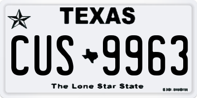 TX license plate CUS9963