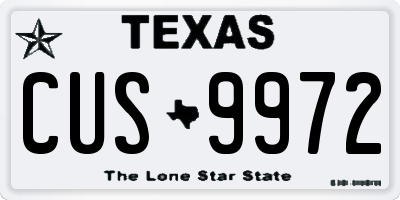 TX license plate CUS9972
