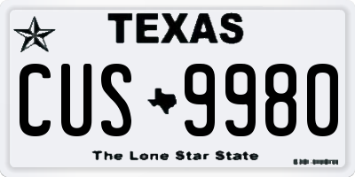 TX license plate CUS9980