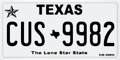 TX license plate CUS9982