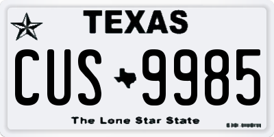 TX license plate CUS9985