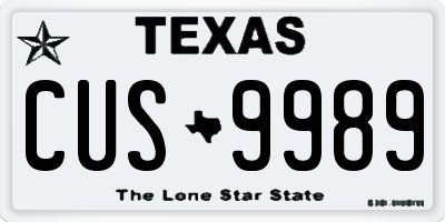 TX license plate CUS9989