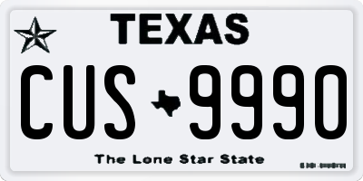 TX license plate CUS9990