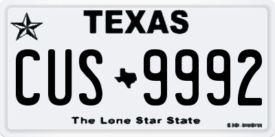 TX license plate CUS9992