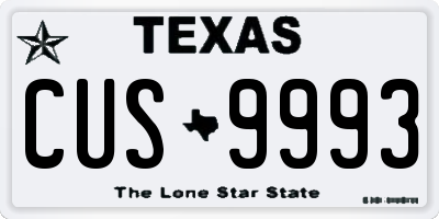 TX license plate CUS9993
