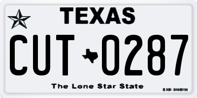 TX license plate CUT0287