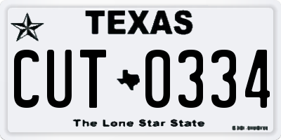 TX license plate CUT0334