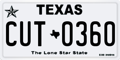 TX license plate CUT0360