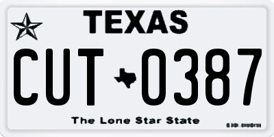 TX license plate CUT0387