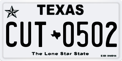 TX license plate CUT0502