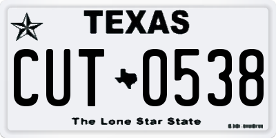 TX license plate CUT0538