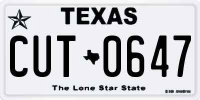 TX license plate CUT0647