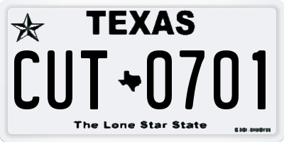 TX license plate CUT0701