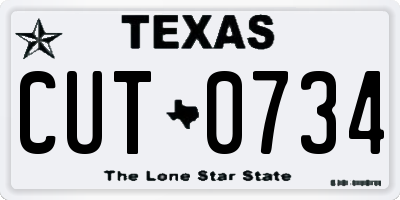 TX license plate CUT0734