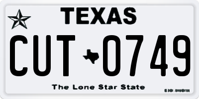TX license plate CUT0749