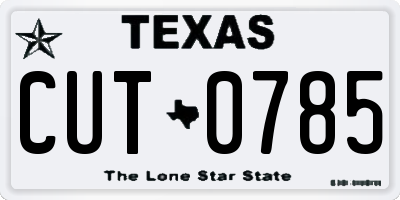 TX license plate CUT0785