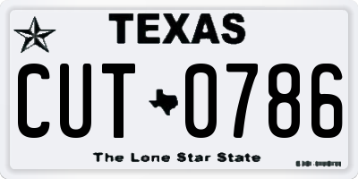 TX license plate CUT0786