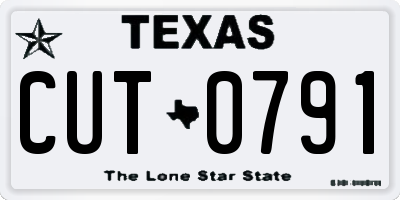 TX license plate CUT0791