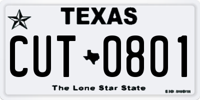 TX license plate CUT0801