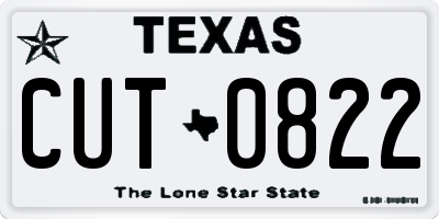 TX license plate CUT0822