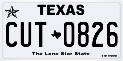 TX license plate CUT0826