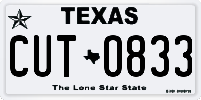 TX license plate CUT0833
