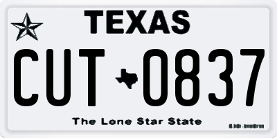 TX license plate CUT0837