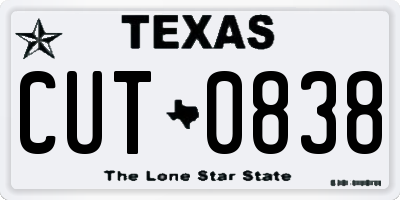 TX license plate CUT0838