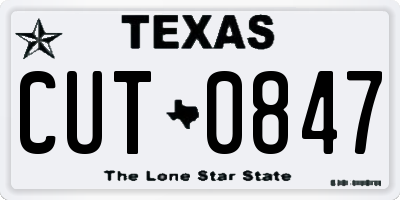 TX license plate CUT0847
