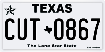 TX license plate CUT0867