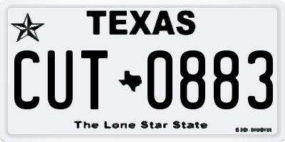 TX license plate CUT0883