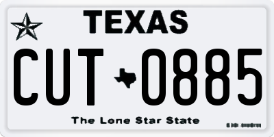 TX license plate CUT0885