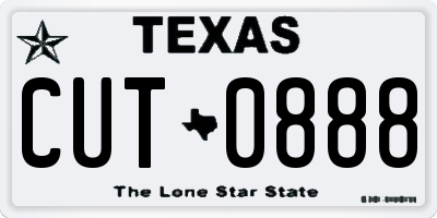 TX license plate CUT0888
