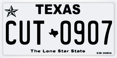 TX license plate CUT0907