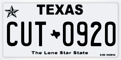 TX license plate CUT0920
