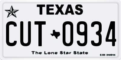 TX license plate CUT0934