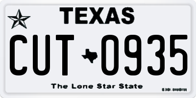 TX license plate CUT0935