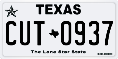 TX license plate CUT0937