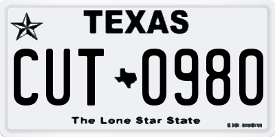 TX license plate CUT0980