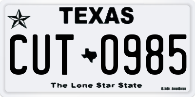 TX license plate CUT0985