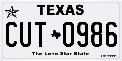 TX license plate CUT0986