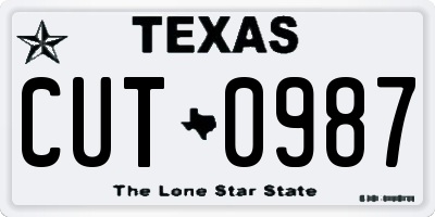 TX license plate CUT0987