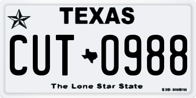 TX license plate CUT0988