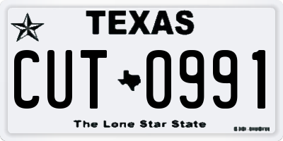 TX license plate CUT0991