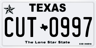 TX license plate CUT0997