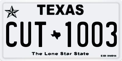 TX license plate CUT1003